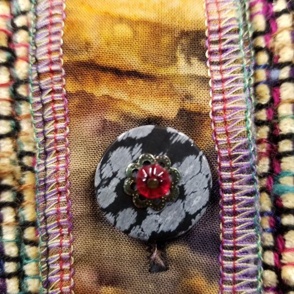 Vintage Jacket Women M Patchwork Colorful Chenille Velvet Art to Wear Hippie - Picture 8 of 11